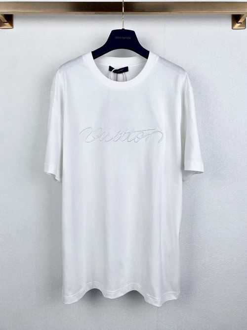 Louis Vuitton Cotton Round Neck Embroidered Short-Sleeved T-Shirt