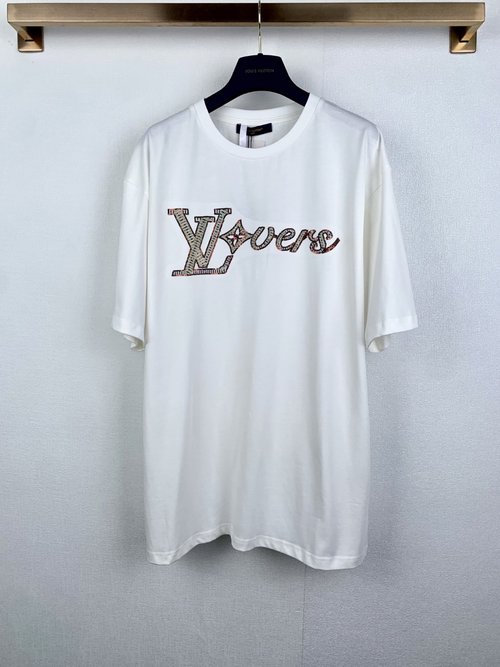 Louis Vuitton Beaded Letter Short-sleeve T-Shirt with Custom Features