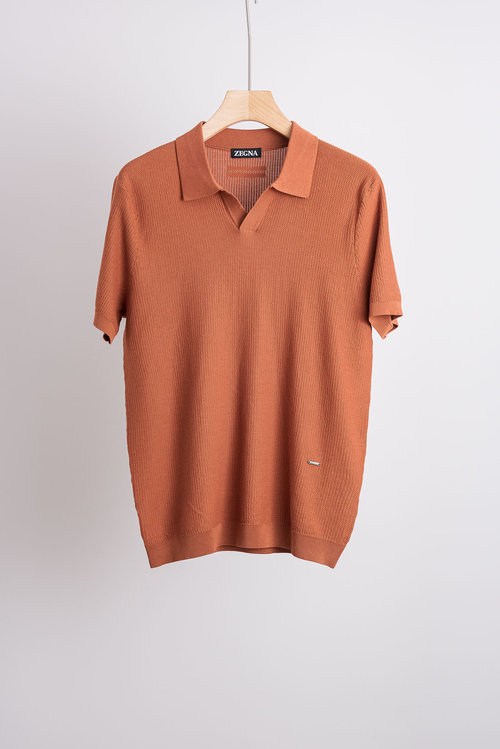 Zegna Silky Blend Short - Sleeve Knit Shirt
