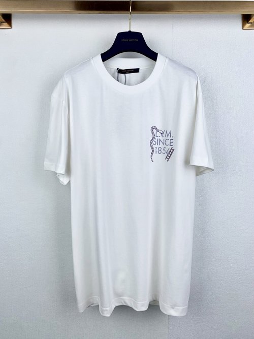 Louis Vuitton Cotton Round-Neck Short-Sleeve T-Shirt with Print