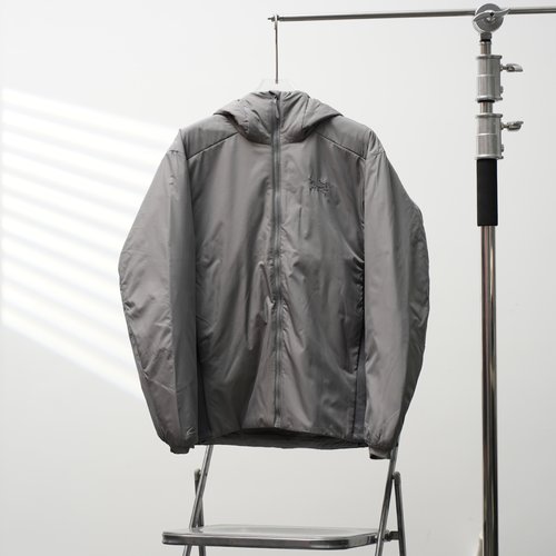 ArcTeryx Direct Factory Coreloft Hooded Cotton Jacket in Water Wave Gray