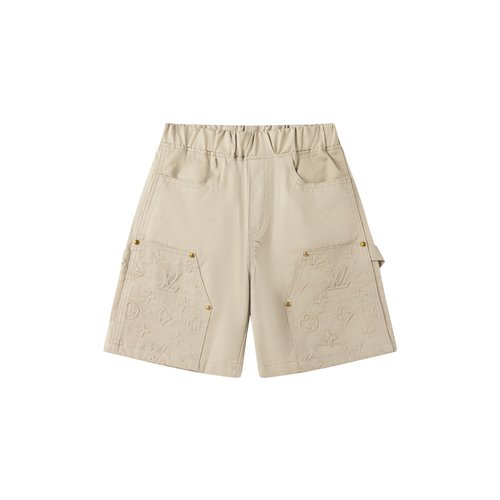 LV Cotton Embossed Vintage Pattern Cargo Shorts for Kids