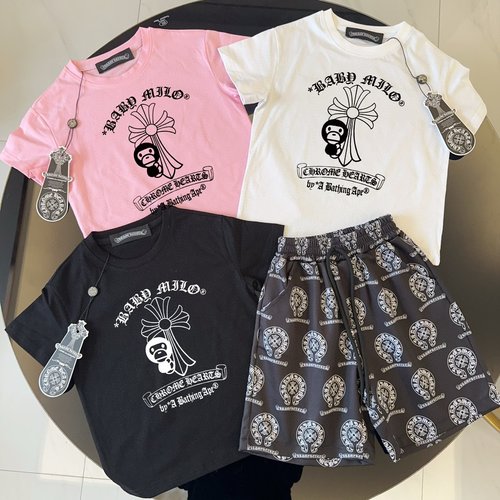 Chrome Hearts Unisex Kids Cotton 2-Piece Set - Stylish & Comfy 