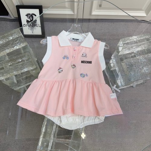 Moschino Baby Girl KT Cat Polo Romper Dress Cotton