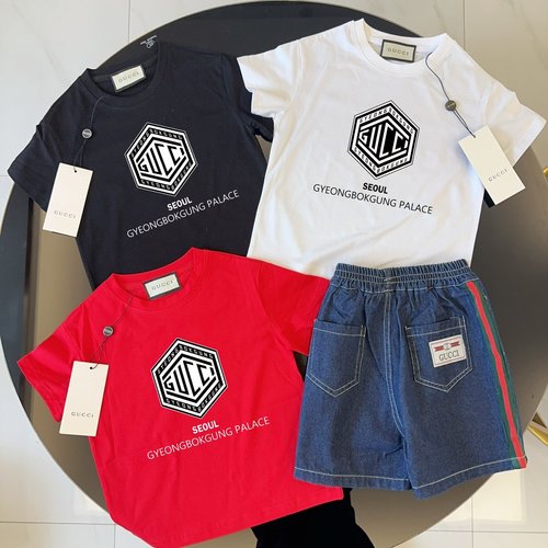 Gucci Kids Cotton T-Shirt & Denim Shorts Set 