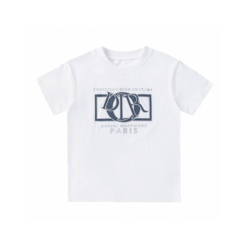 Dior Kids Cotton T-Shirt with Patch & Print 3D Design