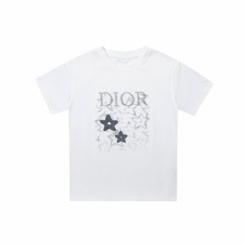 Dior Kids’ Premium Cotton T-Shirt with Star Print & Embroidery 