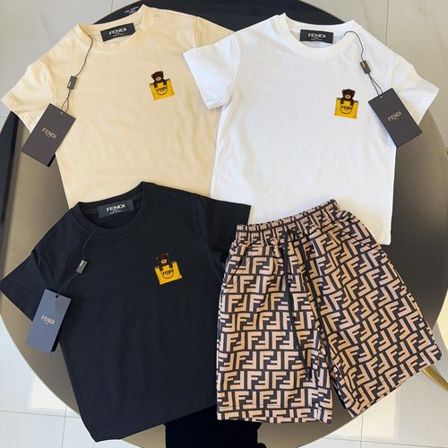Fendi High-end Kids Cotton Set, Comfortable & Stylish