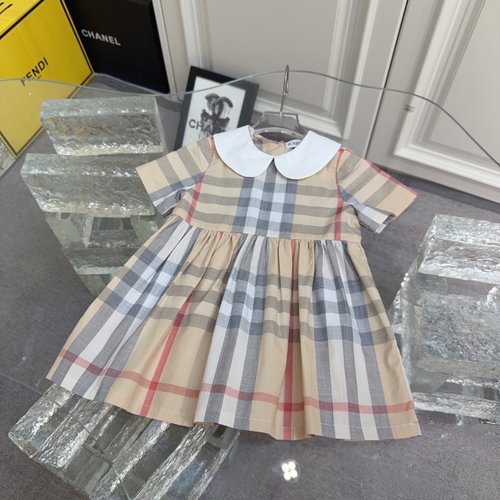 Burberry Girls Premium Dress with Matched Plaid & Stripes, Comfortable & Stylish