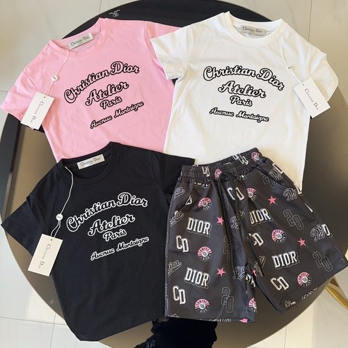 Dior High-End Unisex Kids Cotton Outfit Set 