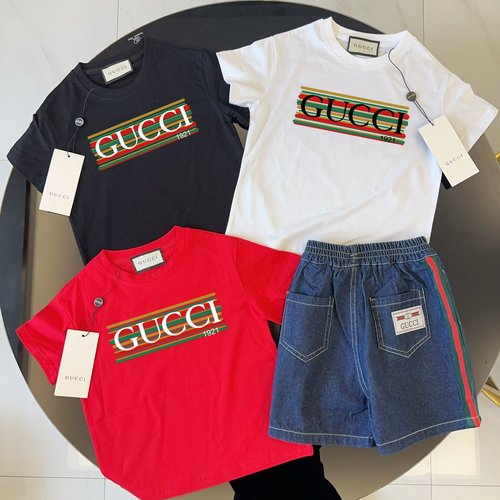Gucci Kids Cotton T-Shirt & Denim Shorts Set 