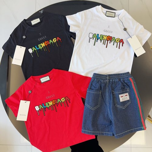 Gucci Unisex Kids Cotton Tee & Denim Shorts Set