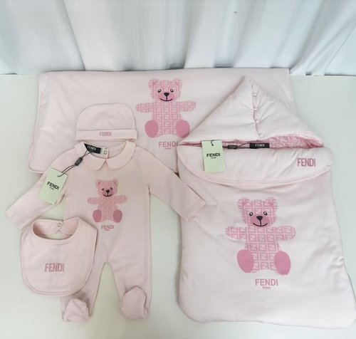 Fendi 5-Piece Baby Cotton Set with Romper & Accessories 