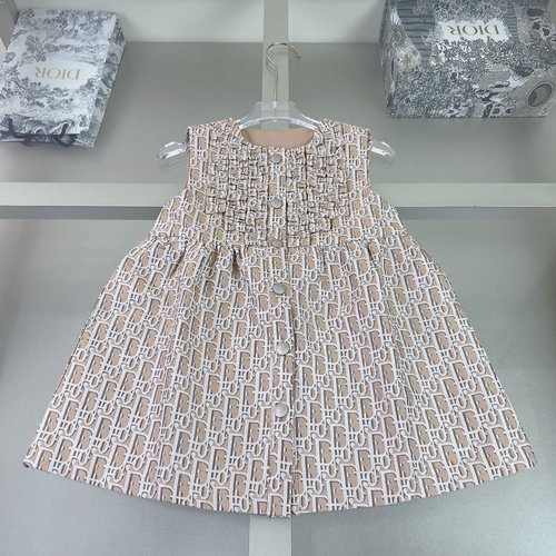 Dior Girls Premium Cotton Tank Dress with Letter Print 