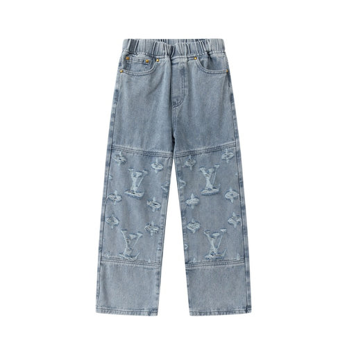 LV Kids Light Blue Laser Distressed Denim Jeans
