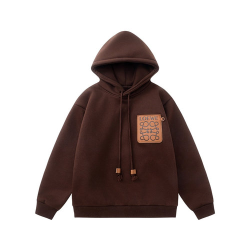 Loewe Kids Contrast Leather Pocket Fleece Sweatshirt