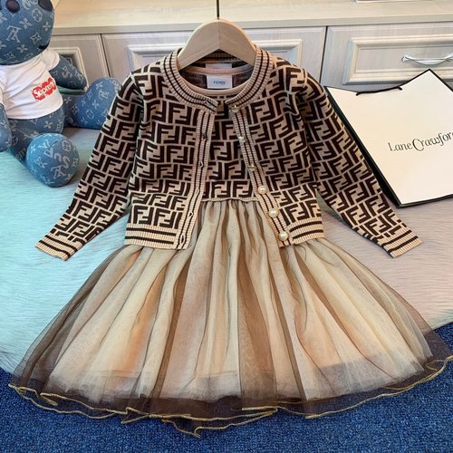 Fendi Girls Cardigan & Sleeveless Dress Set 