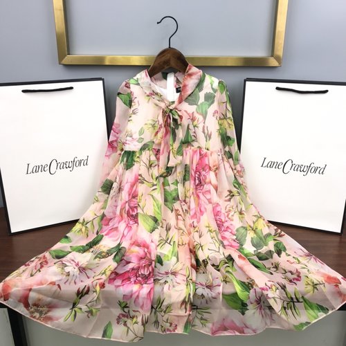 D & G Girls Floral Double-Layer Dress Polyester Cotton