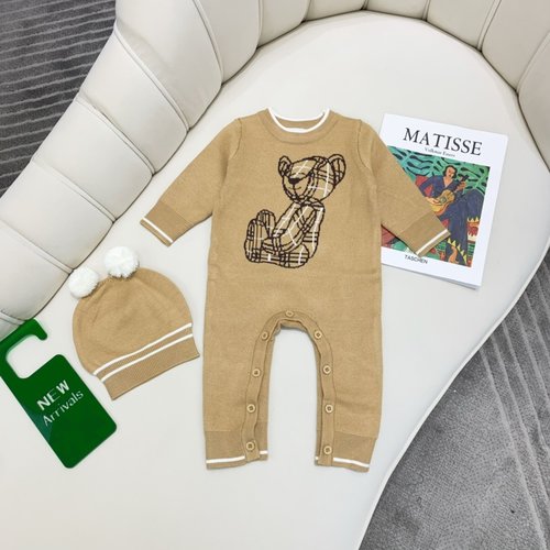 Burberry Premium Unisex Baby Cotton Knit Romper Set 
