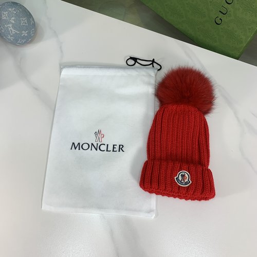 Moncler Kids Fox Fur Pom-Pom Hat with Dust Bag