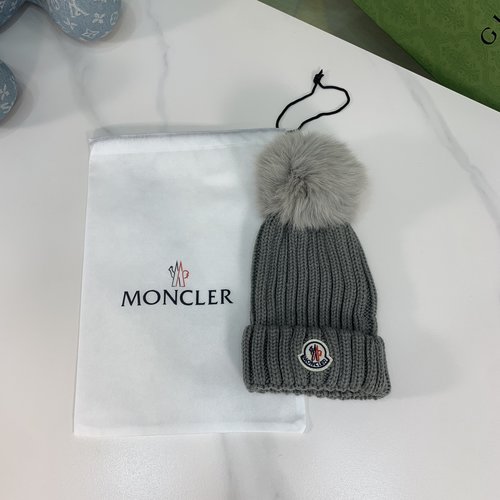 Moncler Kids Fox Fur Pom Pom Hat with Dust Bag 