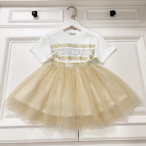 Dior Girls Cotton T-Shirt & Skirt Set 