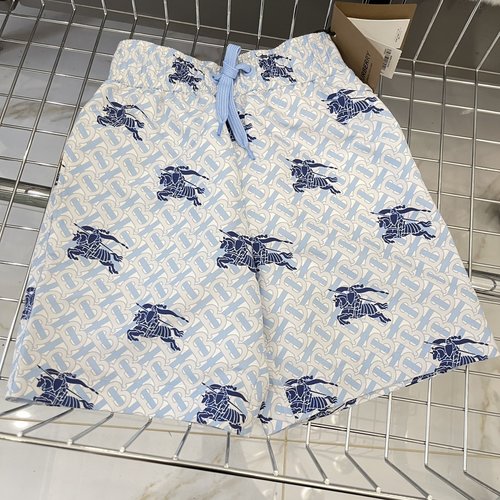 Burberry High-End Kids Blue All-Over Horse Logo Shorts (Boys & Girls)