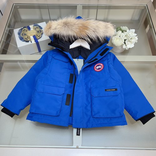 Canada Goose Kids 95 Goose Down Jacket with Large Wolf Fur Collar, Detachable Hood