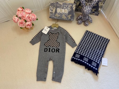 Dior Unisex Baby Knitted Cotton Onesie with Open Crotch