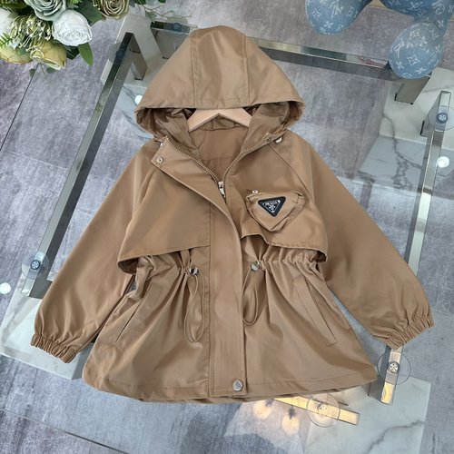 Prada Kids Unisex Trench Coat Windproof Warm Slim Fit 