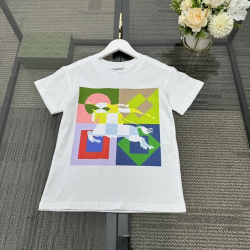 Burberry Kids Color-Blocked Printed Cotton Short-Sleeve T-Shirt
