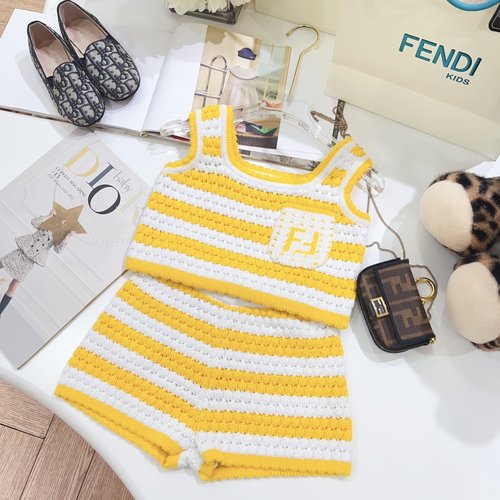 Fendi Girls Knit Dress Set, Hand-Knit Ice Cream Colors 