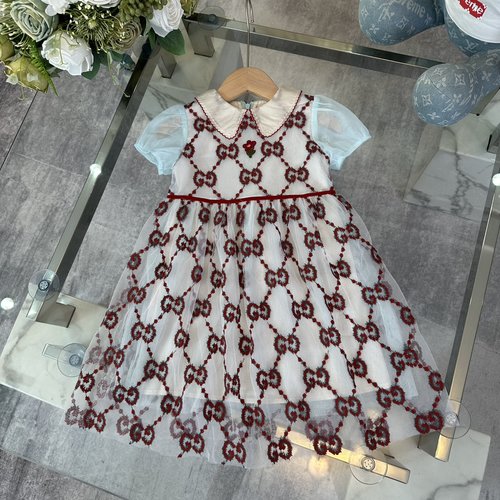 Gucci Girls Embroidered Dress with Cool Draping Fabric 