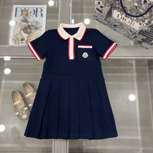 Moncler Girls Polo Neck Dress, 97 otton 2 pandex, Wool Embroidery, Comfy Stylish