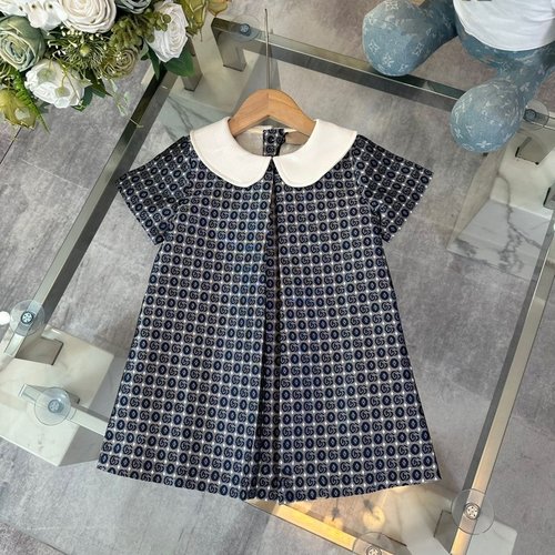 Gucci Girls Dress with Peter Pan Collar & Logo Buttons