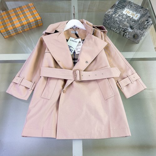 Burberry Kids Water-resistant Gabardine Trench Coat with Vintage Check Lining