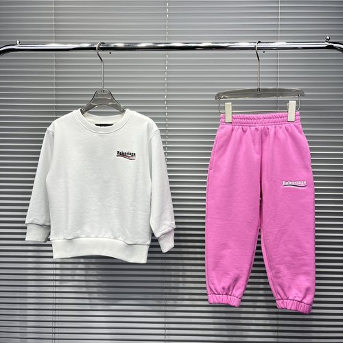 Balenciaga Kids Set with Cola Wave Embroidery, Comfortable 