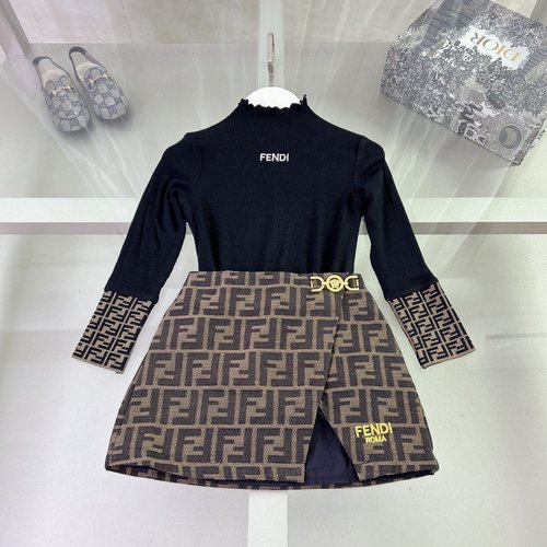 Fendi Girls High-End Cotton Dress Set - Comfortable & Stylish