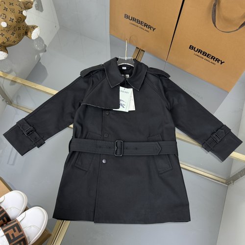 Burberry Kids Trench Coat - Waterproof Gabardine Cotton with Check Lining