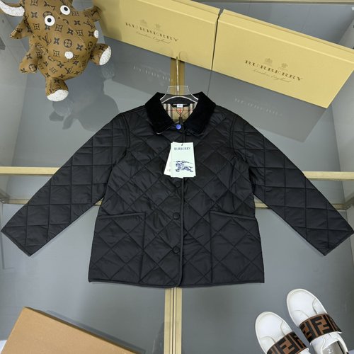 Burberry Recycled Polyester Kids Quilted Coat with Check Lining 
