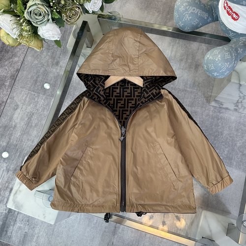 Fendi Reversible Kids Trench Coat Boys Girls Sun Protection