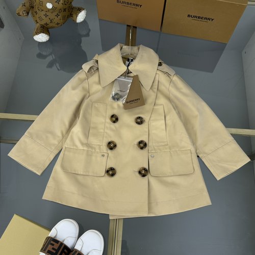 Burberry Kids Waterproof Trench Coat with Vintage Check Lining