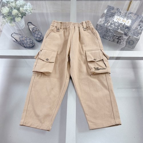 LV Kids Washed Cotton Cargo Wide-Leg Pants