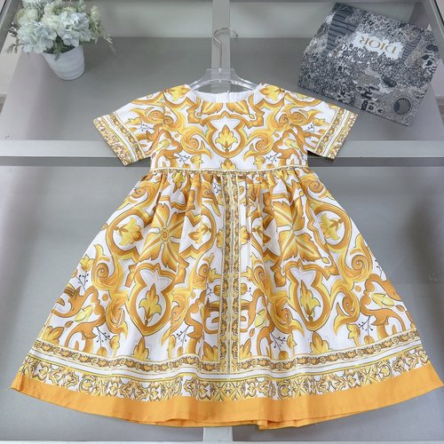 Versace Girls Floral Dress, Silk-Cotton Blend