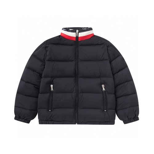 Moncler Unisex Kids Colorful Collar Electric Blue Down Jacket