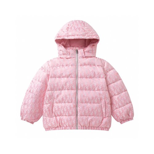 Dior Kids Unisex Down Jacket w/ Removable Hood, Jacquard, Water-Repellent