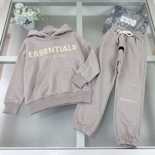 Essentials High-End Kids Fleece-Lined Cotton Set with Chest Print 