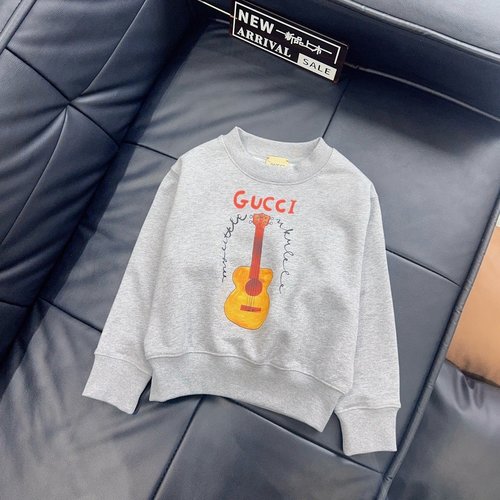 Gucci Unisex Guitar Logo Print Cotton Kids Sweatshirt 
