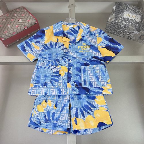 Fendi Kids 100 Cotton Shirt & Shorts Set 