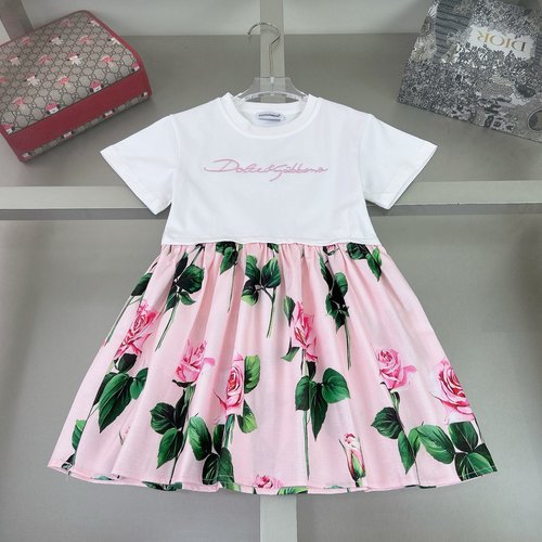 D & G Girls Comfortable Flower Patchwork Cotton Dress 